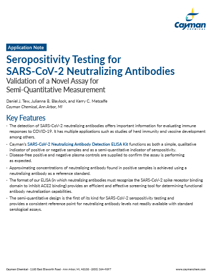 <p>​Seropositivity Testing for SARS-CoV-2 Neutralizing Antibodies<br></p>